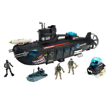 Игровой набор - Боевая субмарина с батискафом, 3 фигуры, звук, свет, стреляет 